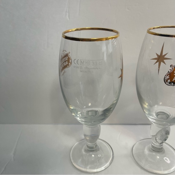 Stella Artois Belgium Beer Glasses Chalice 40CL Set of 2 Gold Rim - Picture 7 of 15